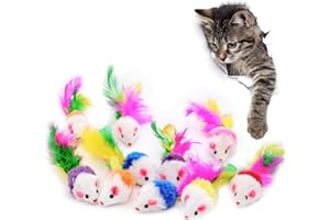 TRHDFW Cat toy Plush mouse seven colorful feathers fun cat toy plush sound big mouse cat hi toys,cat toys