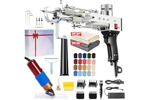 BESGEER Rug Tufting Gun with Carpet Trimmer Kit - Tuft Gun with Tufting-Shears, 2 in 1 Cut Loop Pile Carpet Gun& Carving Clippers, Rug Maker Machine Starter Kit& Trimmer& Cloth& Yarn（Olive Black）