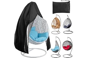 VOSSOT Hängesessel Abdeckung mit Reißverschluss, Schwingsessel Hängekorb Hängestuhl Schutzhülle Hängeliege, Abdeckung für Hängesessel, Swing Egg Chair Cover, Wasserdicht, Winddicht, UV-Beständiges 190*115cm