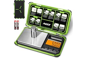 ACCT 𝑨𝑪𝑪𝑻 Precision Pocket Scale, 200gx0.01g jewelry gram scale, digital food scale with LCD display, one-click conversion 6 units, mini scale for kitchen/powder/herb/coins(Battery included)