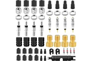 Omsscun 55Pcs Presta Valve Core Sets, Presta Valve Core Replacement Set, Brass Valve Core Bike Kit Valve universal Valve Cores, Tubeless Valve Core for for Bicycles, Road Bikes and Most Mountain Bikes