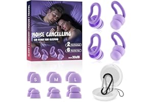 WLSCTY Ear Plugs for Sleep - 𝟐 𝐏𝐚𝐢𝐫𝐬 Reusable Hearing Protection in Silicone, The Best Earplugs for Blocking Out Snoring,𝟑𝟎𝐝𝐛 Noise Cancelling Ear Plugs for Concerts, Work and Traveling