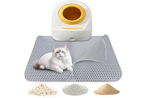 CAUTIOUS XL 75 x 55 CM Alfombra Gatos Arenero, Doble Capa Alfombra Arenero Gato Impermeable EVA, Doble Apertura, Velcro Para Gatos, Alfombrilla Arenero Gato Forma de Panal (Gris)