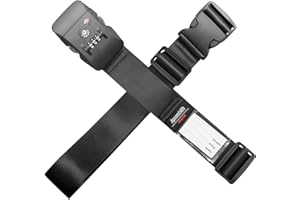 APROMISITH Pasek do bagażu krzyżowego do walizki 50-81 cm z certyfikatem TSA 3-tarczowy zamek szyfrowy, szerokie, regulowane paski do pakowania, akcesoria podróżne, czarny