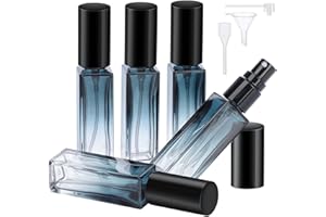 Segbeauty Perfume Atomiser Refillable 10 ml, Portable Atomiser for On the Go, Glass Perfume Bottle with Funnel Dropper, Pack of 5 Perfume Sprayer with Blue Gradient for Parties Men and Women