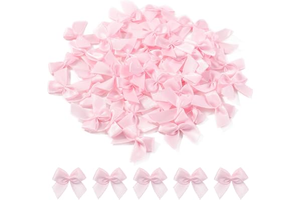 RUISPEED 50 st rosa minisatinrosetter, 2,5 cm, små pysselrosetter för gör-det-själv, hårspännen, dekorationer, tillbehör