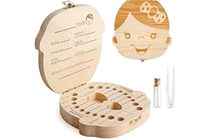 GeekerChip Bebé Dientes Caja(Niña),Caja de Madera para Guardar Dientes para Little Bebé [Versión Español]