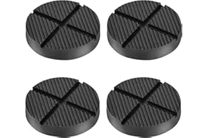 DEDC Bloque de Goma Redondo Protector para Gatos de Carretilla Goma con Ranuras 12,5x12,5x2,6cm para Elevadores Gatos Protección de Vehículos (4pcs)