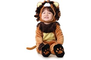 KUKIKUKI Halloween Baby Costumes Lion Toddler Outfit Infants Cow Cosplay Plush Romper Set with Gloves Footwear Coiffure Dress Up Party