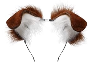 Dodheah Animale Orecchio Cosplay Capelli Cane Orecchie Cerchietti Orecchie di Lupo Copricapo Accessori per Donne Ragazze Halloween Natale Carnevale Costume Marrone