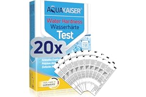 Aquakaiser Bandelettes de test de dureté de l'eau °fH - 20 pièces - eau potable, étang, piscine, aquarium - emballé individuellement - dureté totale