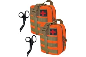 Krisvie 2PCS Pochette EMT Médecine Tactique Sac étanche Molle de Premiers Secours, Trousse Kit de Premiers Soins Militaires pour Randonnée Camping Airsoft avec Un Ciseaux médical,pour Les Premiers Soins à l'extérieur,au Camping, à la Pêche,à l'armée,à la Randonnée,sur Le Terrain