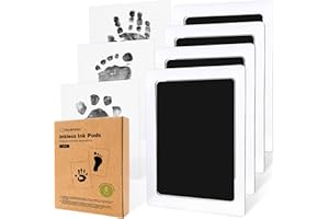 KEABABIES Bebé Pie y Huella De La Mano Sin Tinta Almohadilla de Tinta - 4-Pack Toque Limpio Impresión De Manos y Pies Almohadillas Tinta Recuerdo - Bebé Almohadilla Tinta Recién Nacida Kit (Jet Black, L)