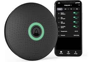 Airthings Wave Plus Black Edition Miernik Radonu i Jakości Powietrza do Monitorowania Radonu, CO2, Lotne Chemikalia (VOC), Ciśnienia Powietrza, Wilgotności i Temperatury