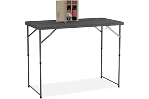 Relaxdays Table de Jardin Pliante, réglable en Hauteur, 74x120x60 cm, pour 6 Personnes, Acier et Plastique, Grise