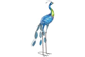 Outsunny Statue de Paon de Jardin, décoration Jardin extérieure en métal, résister aux éléments, pour Jardins, porches, terrasses, 83H cm, Multicolore