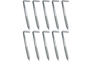 Aerzetix - C47880 - Set di 10 pezzi - gancio a vite tipo L legno - Ø3.8x60mm - acciaio zincato - fai da te - utensili di montaggio/ferramenta