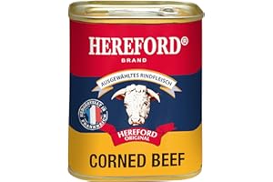 Hereford Corned Beef 340 g I gepökeltes Rindfleisch zerkleinert und in eigenem Saft gekocht I original Hereford Corned Beef I ausgewähltes Rindfleisch