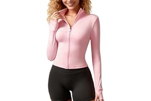 JTSONN Chaqueta Deportiva para Mujer Camiseta Transpirable Ajustada Correr Gym Chaqueta Con Orificios para Los Pulgares Cremalleras Deportivas Chaquetas Parte Superior Yoga Correr Fitness