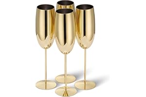 OS OAK & STEEL ENGLAND Oak & Steel - 4 Elegantes Copas De Champán De Acero Inoxidable Dorado, 285ml - Set De Regalo De Copas Irrompibles Para Navidad Y Año Nuevo