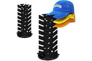 MOSISO Organizador Sombrero Soporte para Gorras Béisbol, Acrílico Sujeta Hats para 16 Gorras Béisbol, Rotatable Cap Organizer y Display Sombrero Estantes Hat Almacenaje para Dormitorio,Negro