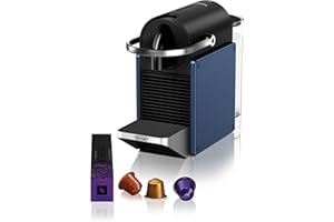 NESPRESSO De'Longhi Pixie EN127.BL ekspres do kawy na kapsułki, dwa przyciski bezpośredniego wyboru, tryb ECO, kompaktowa konstrukcja, system ciśnienia 19 bar, 1260 W, niebieski/czarny