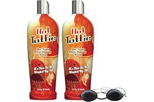 DCF SUCCESS Hot Tottie Tanning Accelerator Lotion 250ml 2 Pack with Sunbed Goggles – Tingling Tan Enhancer with Vitamins A C E, Mango & Cocoa Butter, Candyfloss Mocha Fragrance for Sunbeds & Natural Sunlight