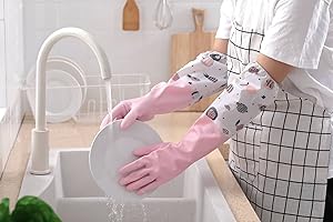 Revolution Studio 3 Pair Long Sleeve Gloves PVC Vinyl Household Cleaning Anti Allergic Large Adult Size