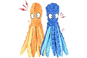 RIO Direct Octopus Plush Toy - No Stuffing Squeaky Toy With Crinkle Paper, Sturdy Chew Toy, Funny Interactive Toy for Small to Medium Dogs Training and Playing
