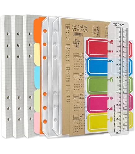 Set 4 Divisori A5 Per Filofax - 2 Verticali E 2 Orizzontali - 6 Fori - 20 Fogli Colorati - Foto 10