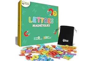 Lettres Magnétiques pour Enfants - 68 Lettres et Symboles- Aimants de Frigo en Mousse Douce et Épaisse pour Les Enfants, Jeux d'Alphabet Éducatifs pour Les Tout-Petits - avec Accents Français