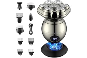 ETENTOUS Magnética Afeitadora Cabeza Hombre, 7D Maquina-Afeitar -cabeza para Calvocon Pantalla LED -Recargable maquina Afeitar Cabeza Impermeable IPX7 en Seco y Húmedo Maquina de Afeitar Hombre.