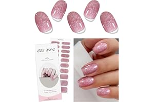 JMEOWIO Gel Nail Stickers Pink White Semi Cured Gel Nail Strips Wraps UV/LED Nails Art Design Decoration Accessories