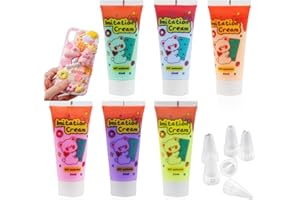 Horuili® Simulazione di Crema, Kit di Colla Simulata di Panna Montata, 6 Colla di Argilla Color Crema, Decorazione di Argilla Morbida per la Copertura del Cellulare