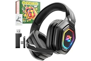 Ozeino Wireless Gaming Headset Holiday Edition, 2.4GHz Lossless Audio, 40Hr Battery for PC, PS5, PS4, Switch (Includes Festive Gift Box)