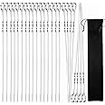 BetterJonny 24Pcs Kabob Skewers, Flat Metal BBQ Barbecue Skewer 12" Long Stainless Steel Reusable Shish Kebob Sticks Skewers for Grilling Meat Shrimp Chicken Vegetable