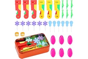 ENCHOL Needle Threaders for Hand Sewing, 33 Pcs Colorful Kit, Automatic, Fish Shape, Thimble, Storage Box