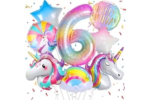 FUBABCO Unicorno Palloncini Compleanno 6 Anni, Decorazioni Compleanno 6 Anni Bambina, Palloncino Numero 6,Addobbi Compleanno Bambina 6 Anni,Decorazioni Unicorno Compleanno Bambina
