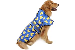 HDE Dog Raincoat Hooded Slicker Poncho for Small to X-Large Dogs and Puppies (Rubber Ducks, X-Large)