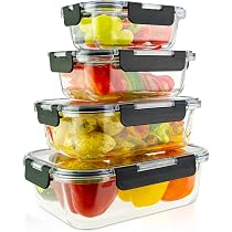 Set Da 17 Contenitori Per Alimenti In Plastica Trasparente Con Coperchio Ermetico - Varie Dimensioni, Adatti A Microonde, Lavastoviglie E Freezer, Senza BPA
