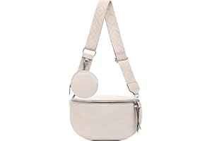 ER.Roulour Bauchtasche für Damen Herren stylisch Gürteltasche Hüfttasche mit Breiter Gurt und MüNze Crossbody Bag (Beige)