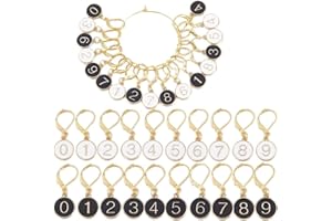 SUNNYCLUE 1boîte 20 Pcs Numéro 1~9 Marqueurs de Point Charmes Crochet Émail Mignon Clip Amovible Sur Fermoir à Levier Charm Verrouillage Marqueurs de Tricot en Métal pour Tissage Couture Tricot Quilti