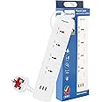 Philips 4 Gang 2 Meter Universal Extension Socket with Individual Switch & 3 USB 2.4A | Child Safety Shutters with Fire Rated | BS 13A Plug | ESMA Certified - SPN3144WA/56