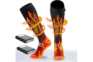 IKUCHELIFE Calze Riscaldate a Batteria, 2 x 7500mAh/5V Max. 16,5 Ore Inverno Ricaricabili Calzini USB Riscaldati Scaldapiedi Elettrico Calze al ginocchio con 4 Temperature per l'intero Plantare