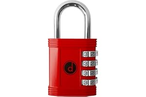 DESIRED TOOLS Padlock 4 Digit Combination Lock - for Gym School Locker, Outdoor Gate, Shed, Fence, and Storage - Weatherproof Metal - Keyless, Easy to Set, Resettable - Red