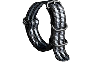 BINLUN Correa de Reloj de Nylon Military G10 Ballistic Nailon Bandas Multicolor para Hombres Mujeres 18mm 19mm 20mm 21mm 22mm 23mm 24mm con Hebilla de Acero Inoxidable Plateado/Negro