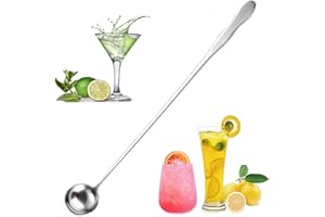YUEMING 30cm Rührlöffel, langer Stiel Rührlöffel, Edelstahl Cocktaillöffel, Edelstahl Rührlöffel Eis, Cocktail Rührlöffel glatter langer Stiel