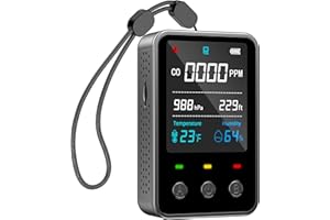 Gedsffati Tragbarer CO-Melder Kohlenmonoxidmelder, Mobiler CO-Warner Warnmelder CO-Messgerät mit Luftdruck- & Meereshöhe- & Temperatur- & Luftfeuchtigkeitsmessungen, für Camping Reise Auto, Grau