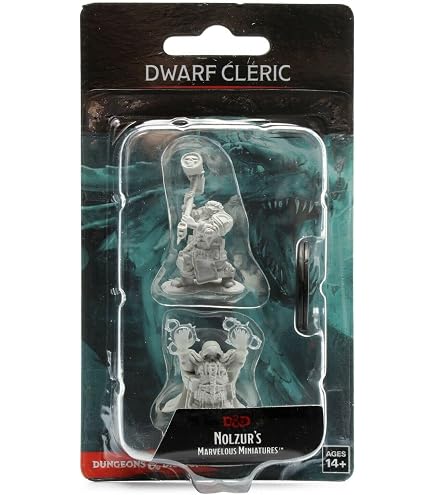 Figurine D&D Nolzur's Marvelous Miniatures : Aasimar Clerc Mâle - 2 Figurines Non Peintes, Apprêtées, Détails Profonds