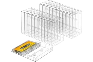 T WaveTree 100-Pack Audio Cassette Storage Cases - Clear Plastic Cassette Tape Cases - Audio Storage Solution 4.28" L x2.75 W x0.6 H